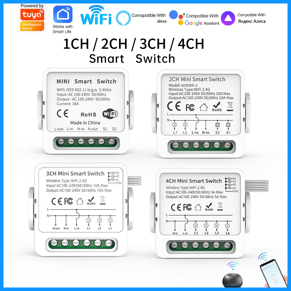 Wifi Led Dimmer - Умный WiFi-выключатель Tuya на 1/2/3/4 клавиши,