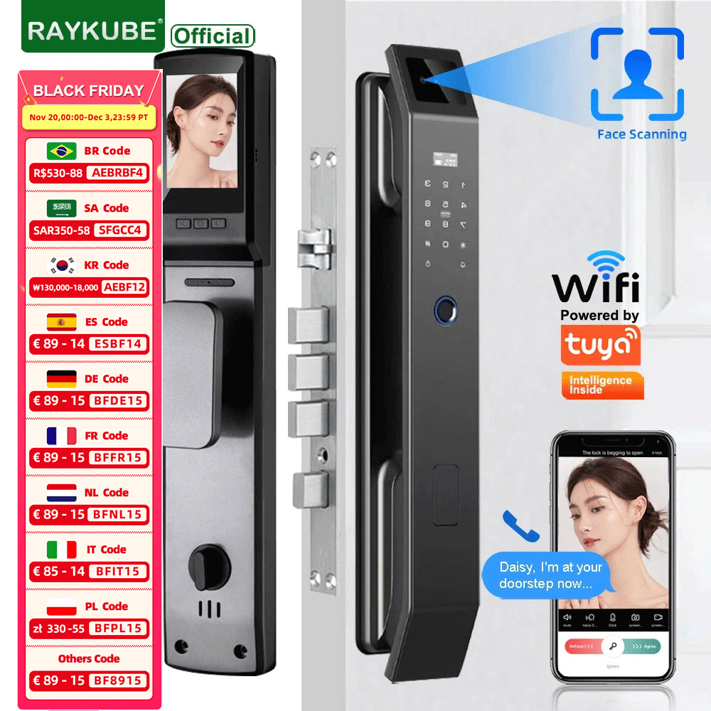 Video Doorbell - RAYKUBE DF14 Tuya WiFi 3D распознавание