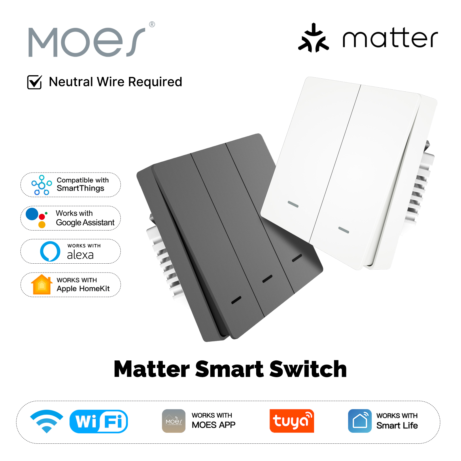 Smart Home Sistem - MOES Matter Tuya Wi-Fi умный кнопочный