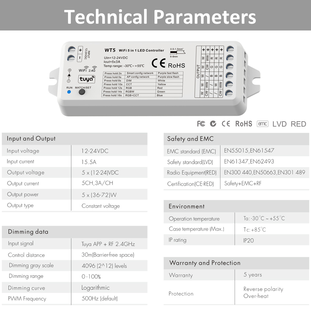 Контроллер светодиодных лент 5 – обзор и цена Wifi Led Dimmer